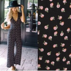 Free People Floral Black Jumpsuit Size 6